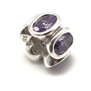 Pandora Purple CZ Sparkly Oval Lights Rare Retired Bead Charm